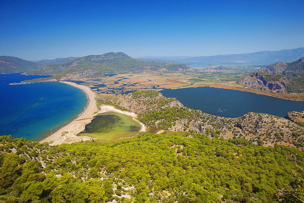 Aerial view of Dalyan, Dalaman, Anatolia, Turkey, Asia Minor, Eurasia