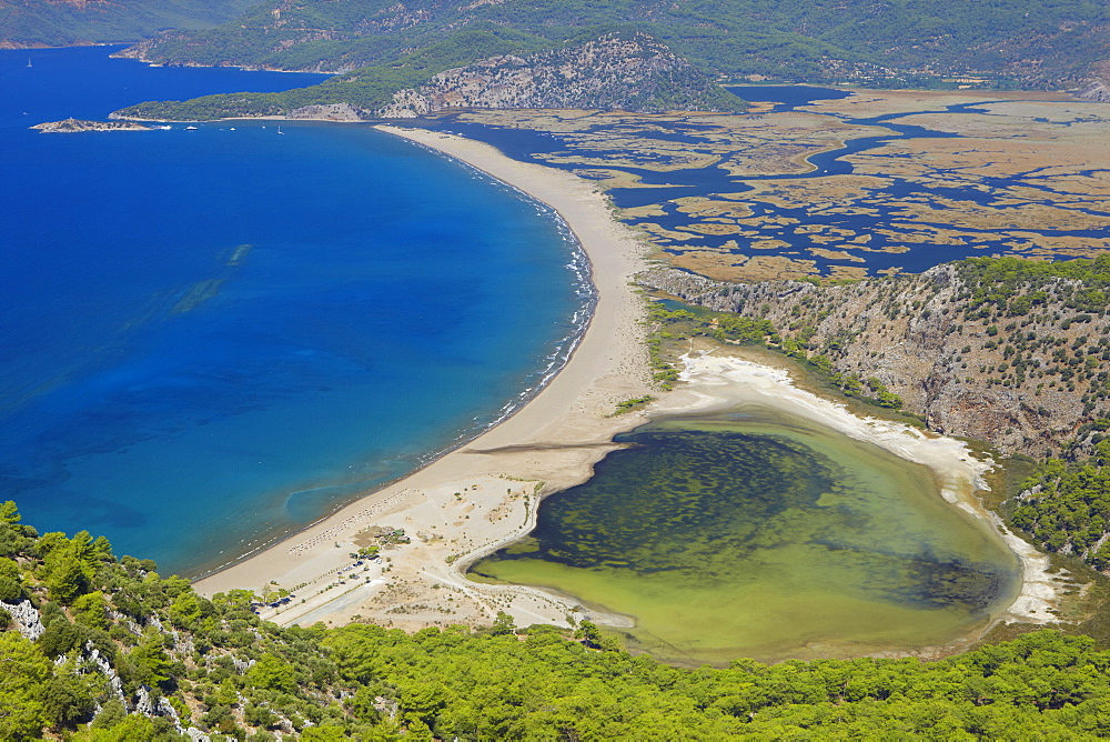 Aerial view of Dalyan, Dalaman, Anatolia, Turkey, Asia Minor, Eurasia