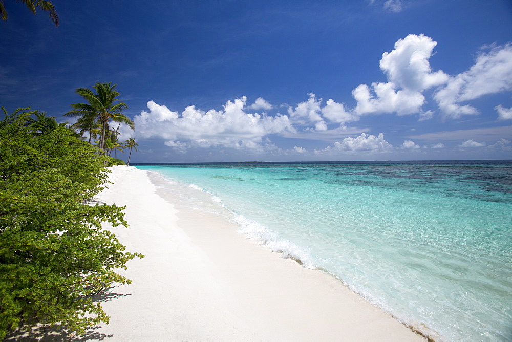 Tropical island and lagoon, Maldives, Indian Ocean, Asia