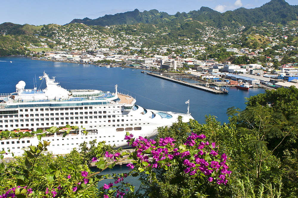 Sea Princess in Kingstown Harbour, St. Vincent, St. Vincent and The Grenadines, Windward Islands, West Indies, Caribbean, Central America