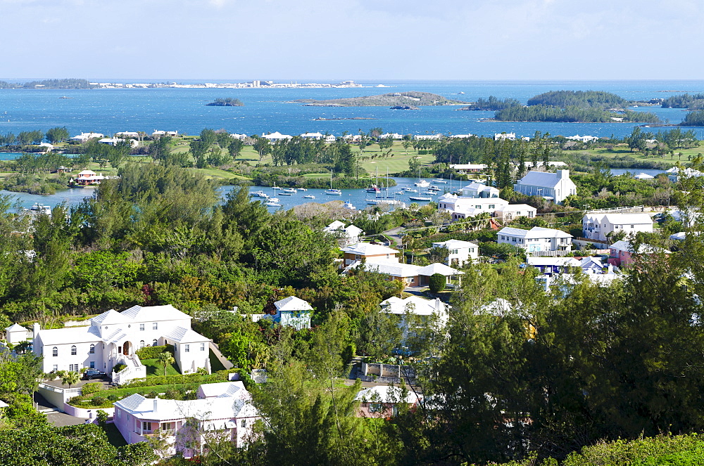 Looking out over Great Sound and smaller Riddell's Bay, Bermuda, Central America