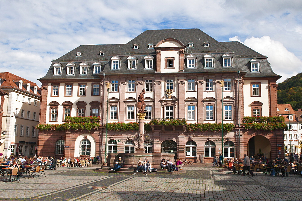 The Marktplatz (Market Square) and Town Hall, Old Town, Heidelberg, Baden-Wurttemberg, Germany, Europe