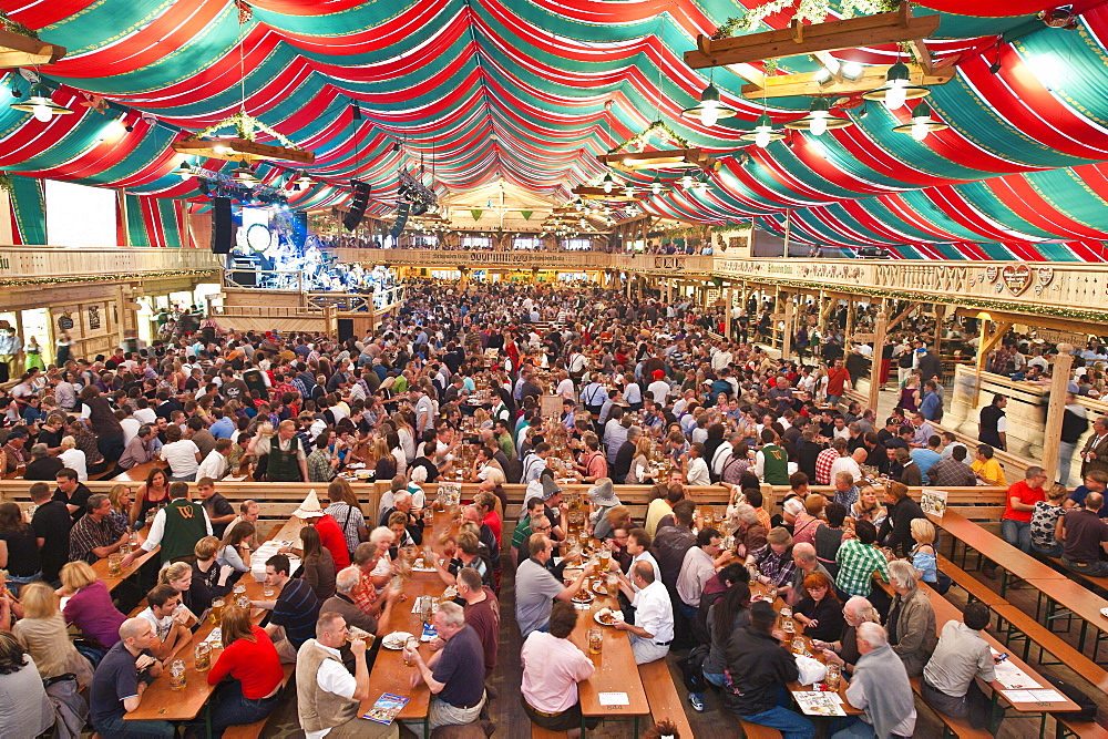 Beer hall at the Stuttgart Beer Festival, Cannstatter Wasen, Stuttgart, Baden-Wurttemberg, Germany, Europe