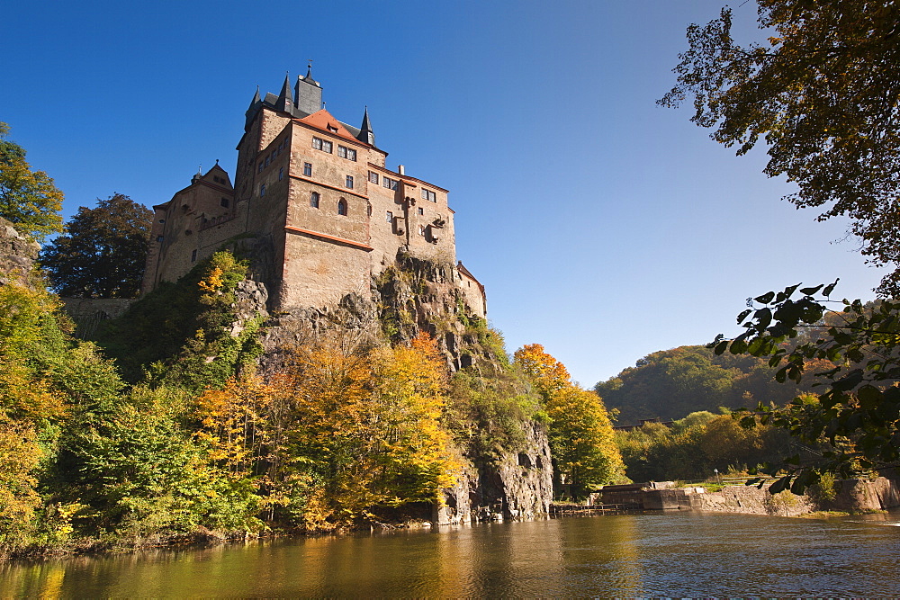 Kriebstein Castle and Zschopau River, Saxony, Germany, Europe