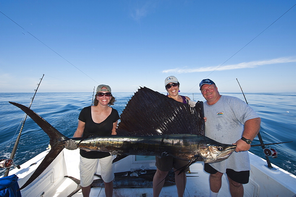 Deep-sea sports-fishing for sailfish, Puerto Vallarta, Jalisco,  Mexico, North America