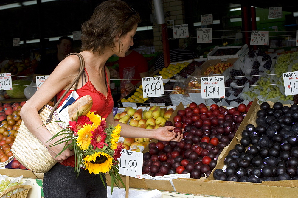 Young woman at Jean-Talon Market, Montreal, Quebec, Canada, North America