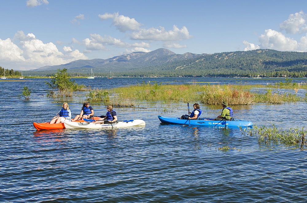 Kayaking on Big Bear Lake, California, United States of America, North America