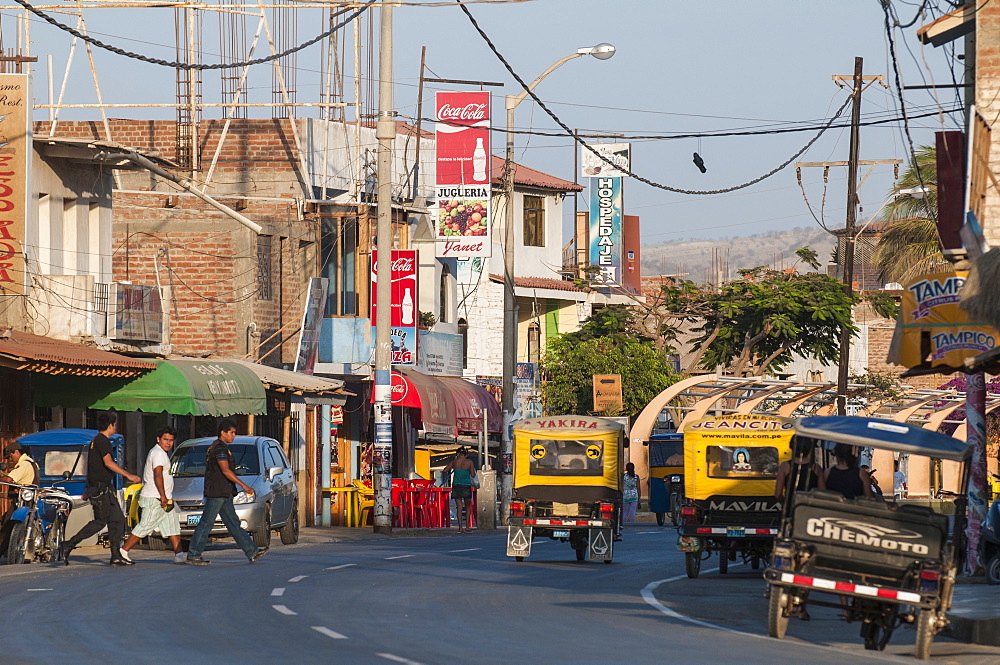 Main street in Mancora, Peru, South America