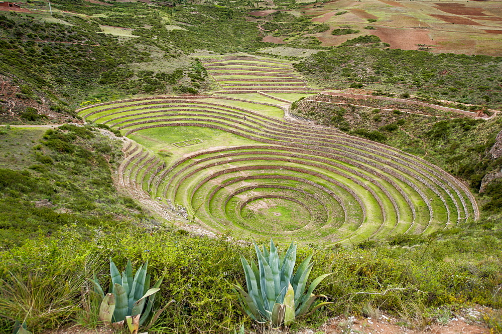 Moray Incan agricultural laboratory ruins near Maras, Sacred Valley, Peru, South America