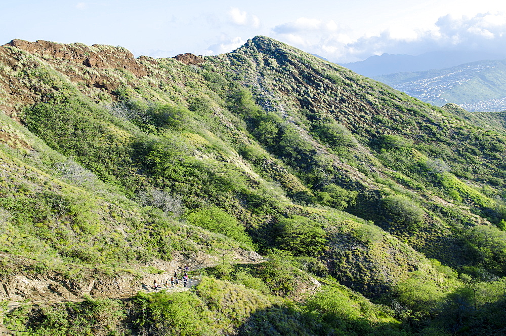 Hiking in Diamond Head State Monument (Leahi Crater), Honolulu, Oahu, Hawaii, United States of America, Pacific