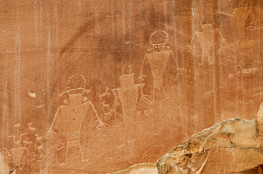 Fremont petroglyphs, Capitol Reef National Park, Fruita, Utah, United States of America, North America