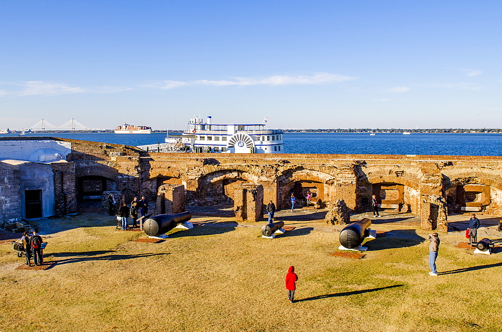 Cannon battery at Historic Fort Sumter National Monument, Charleston, South Carolina, United States of America, North America