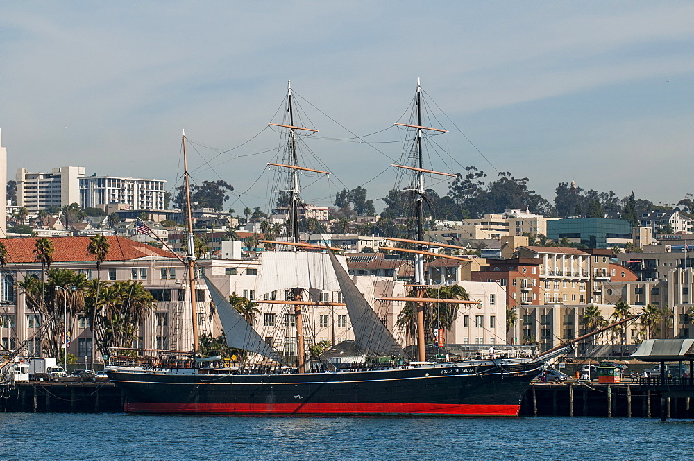 Star of India clipper ship (bark), Seaport Village, San Diego, California, United States of America, North America