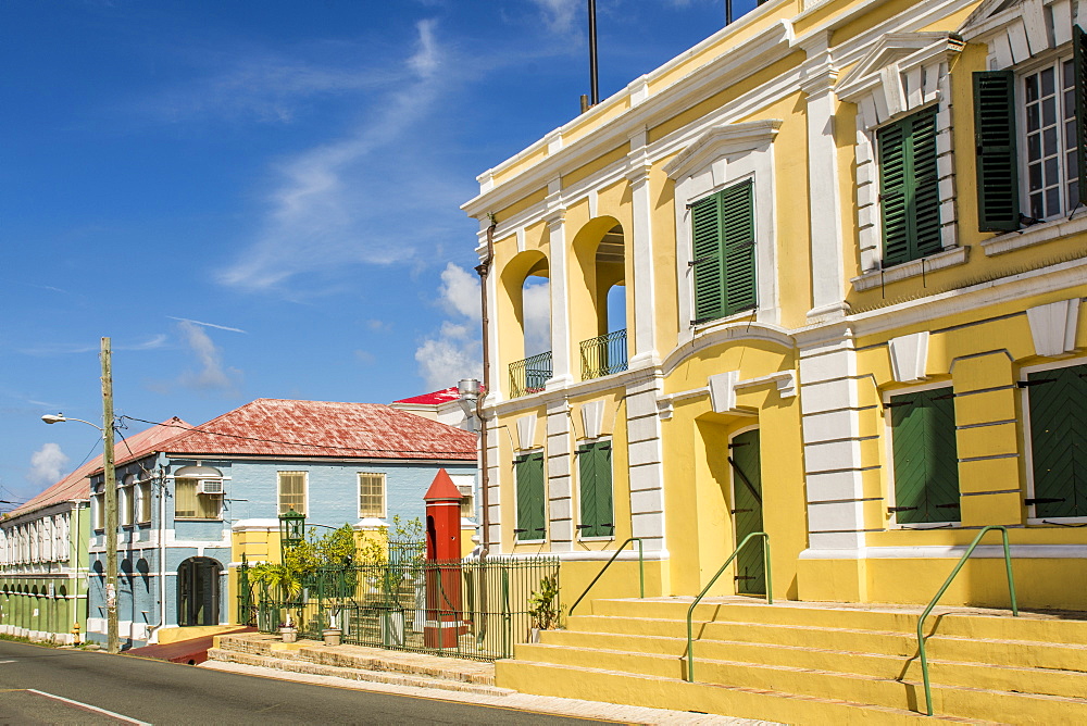 Historic buildings in downtown Christiansted, St. Croix, US Virgin Islands, Caribbean