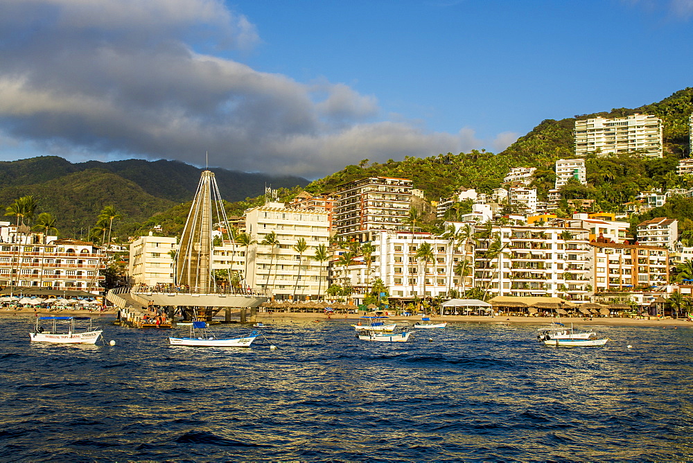 Skyline and Playa Los Muertos beach, Puerto Vallarta, Jalisco, Mexico, North America