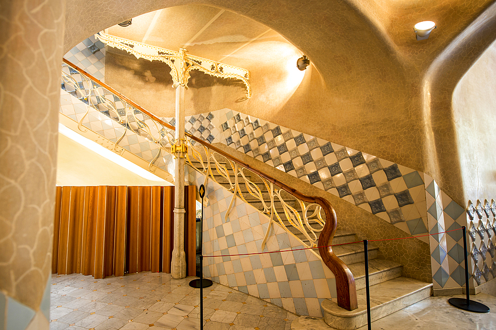 Interior of Casa Batllo, modernism design by Antoni Gaudi, UNESCO World Heritage Site, old town, Barcelona, Catalonia, Spain, Europe