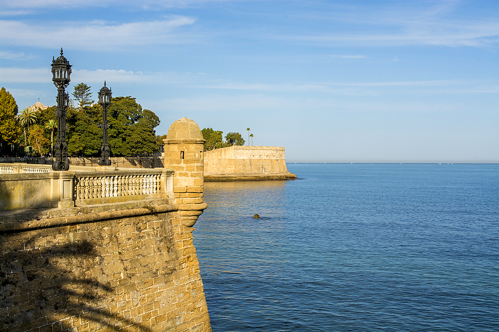 La Candelaria Bastion and Parque Genoves, old town, Cadiz, Andalucia, Spain, Europe