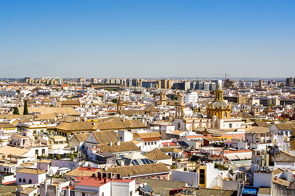 Panoramic views of Seville from Seville Cathedral, Seville, Andalusia, Spain, Europe