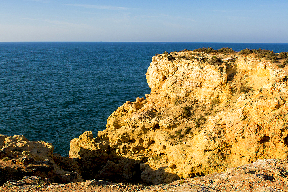 Coastline near Praia de parasio beach, Caroveiro, Algrave, Portugal.