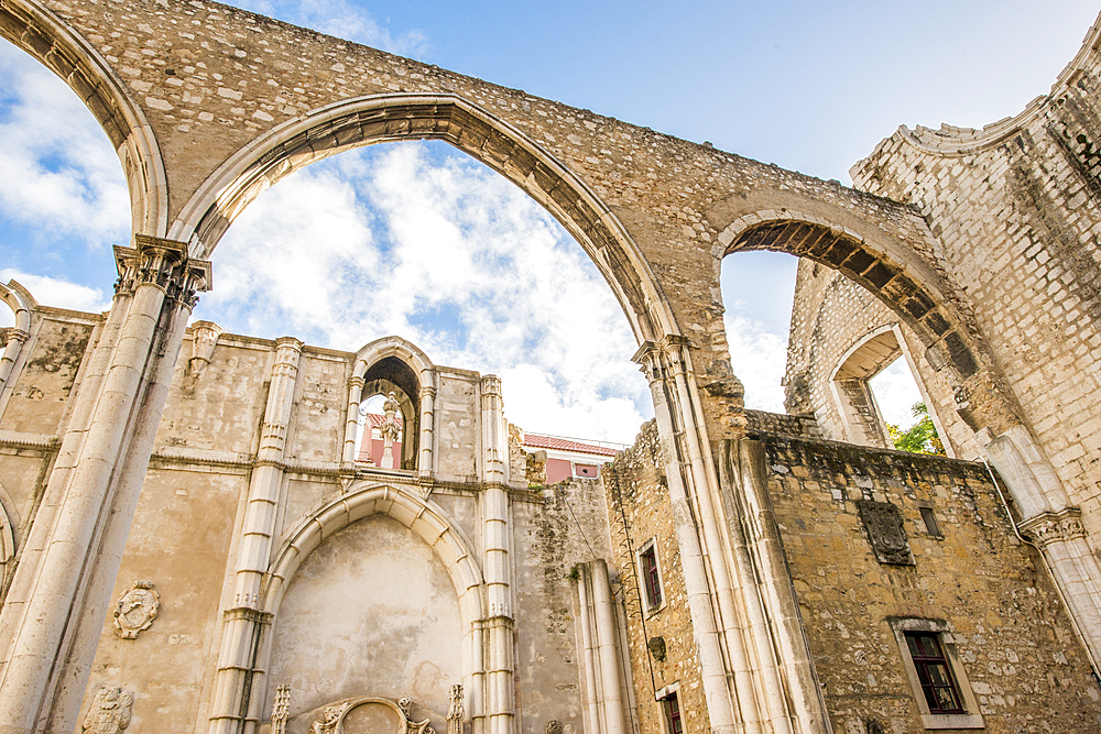 Ruins of the Convent of Our Lady of Mount Carmel (Church of Santa Maria do Carmo), Bairro Alto, Lisbon, Portugal.