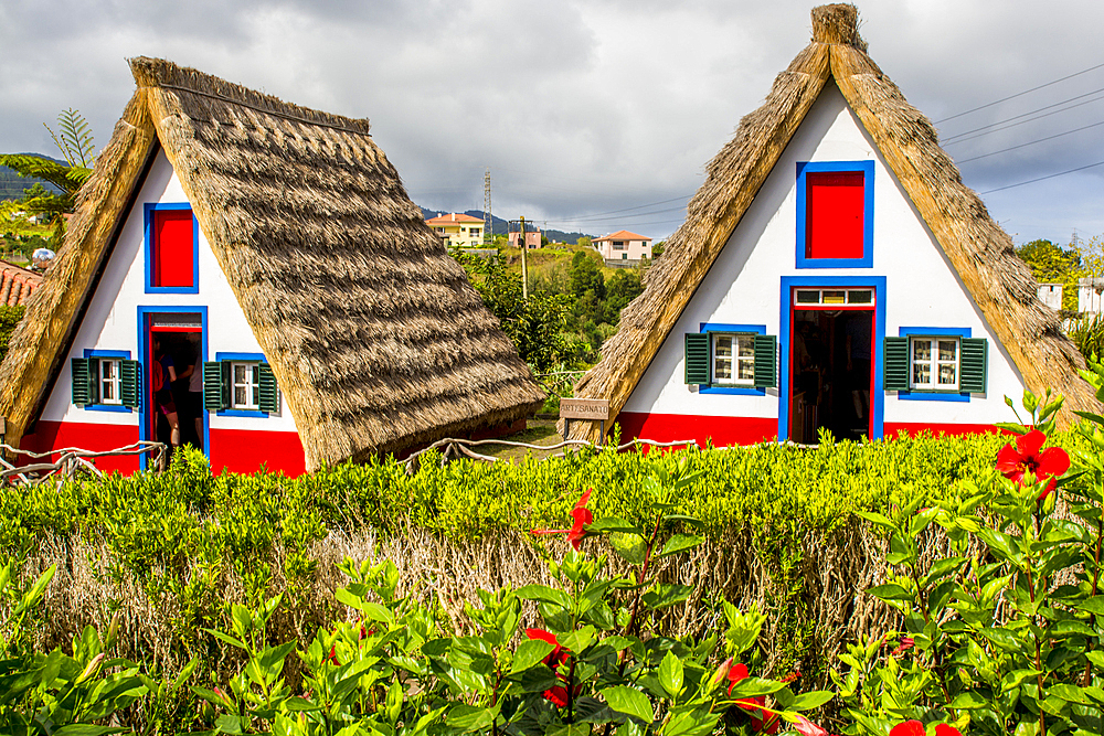 Traditional triangular Casas Típicas de Santana or Santana House, Santana, Madeira, Portugal.