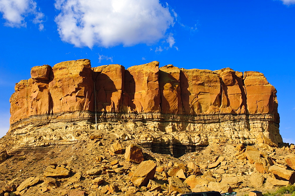 A sandstone butte in Chaco Culture National Historical Park scenery, New Mexico, United States of America, North America