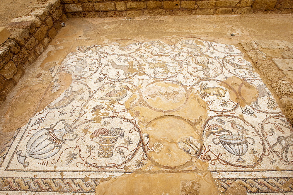 Mosaic, Roman ruins in Caesarea, Israel, Middle East