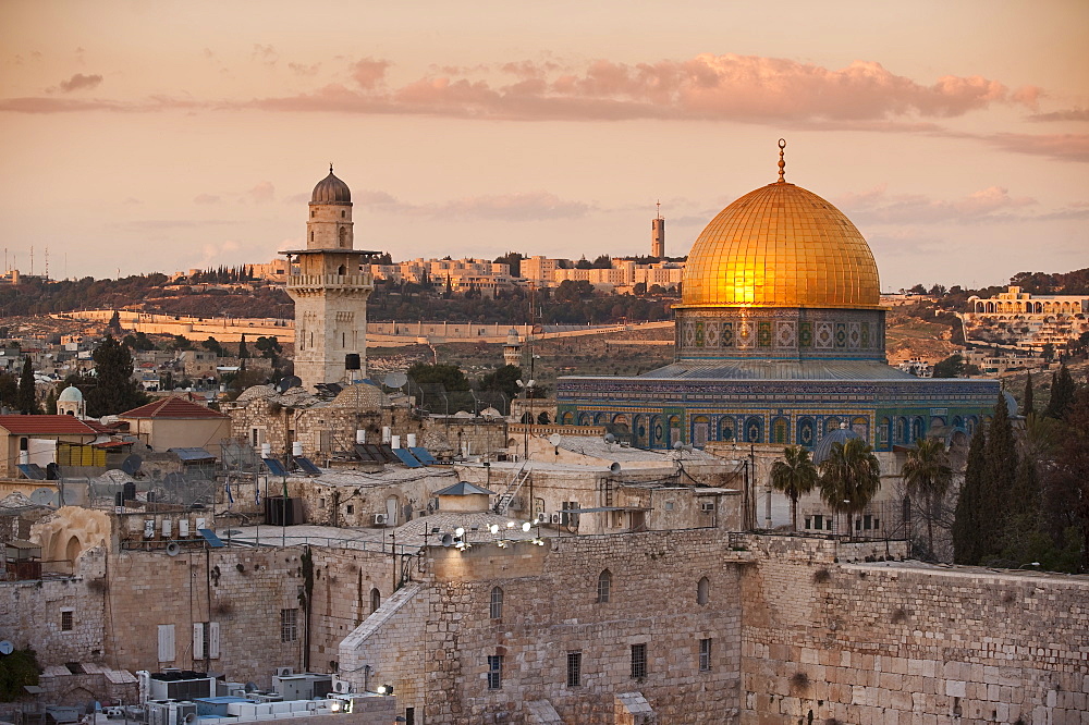 Dome of the Rock and the Western Wall, Jerusalem, Israel, Middle East