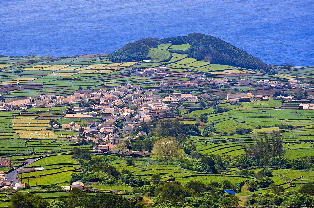 The village of Santa Barbara from Serra da Santa Barbara mountain, Terceira, Azores, Portugal, Atlantic, Europe