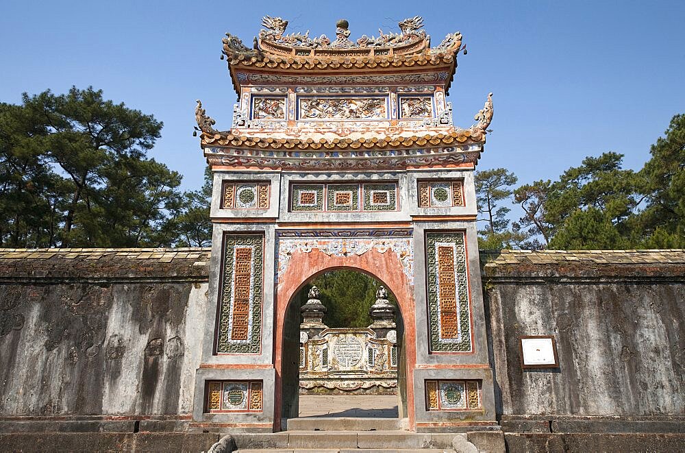 Vietnam, Hue, Cong Gate at the tomb of Emperor Tu Duc.