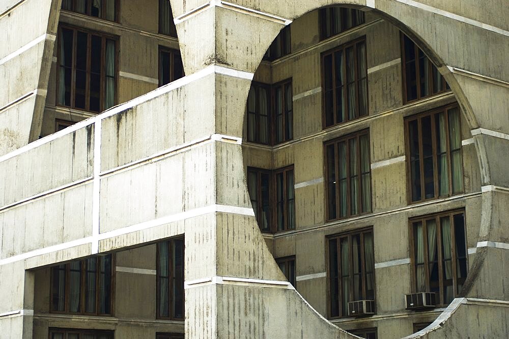 Bangladesh, Dhaka, National Assembly building designed by Louis Kahn using innovative concrete and geometric design.