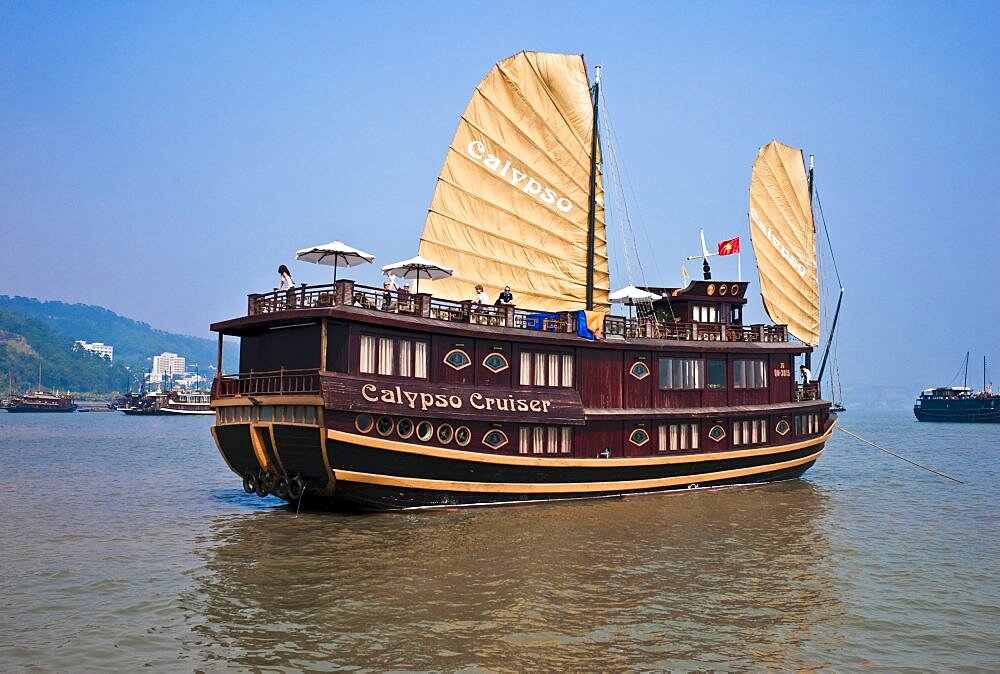 Vietnam, Ha Long Bay,, Gulf of Tonkin Cruise Ship in the Ha Long Bay.