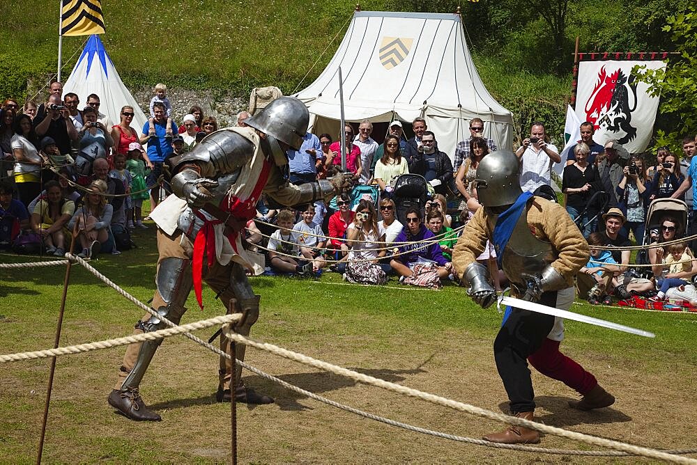 England, West Sussex, Arundel, Jousting festival in the grounds of Arundel Castle.