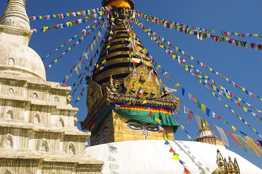 Nepal, Kathmandu, Swayambunath Monkey Temple.