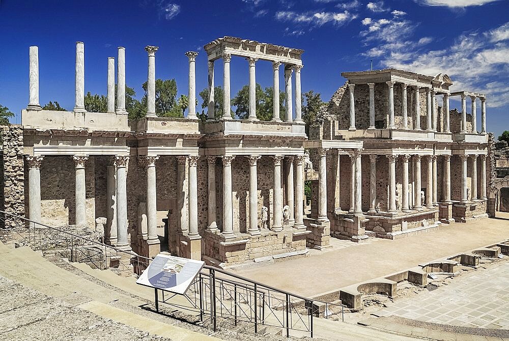 Spain, Extremadura, Merida, Roman Theatre ruin.