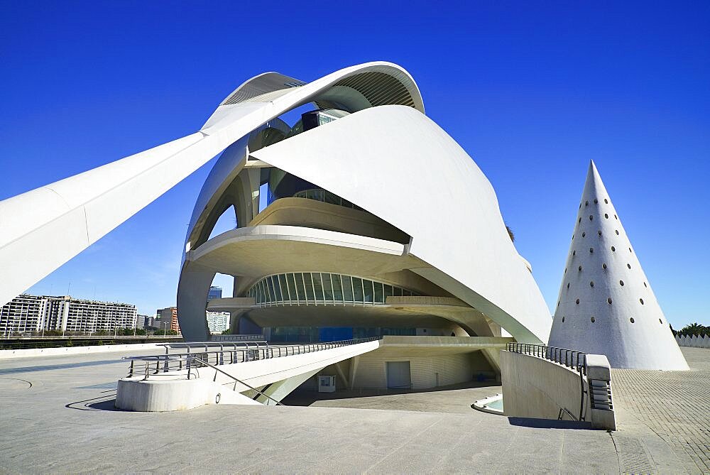 Spain, Valencia Province, Valencia, Spain, Valencia Province, Valencia, La Ciudad de las Artes y las Ciencias, City of Arts and Sciences, Palau de les Arts Reina Sofa, Opera house and cultural centre.