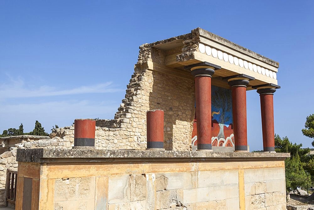 Greece, Crete, Knossos, The north entrance, Knossos Palace.