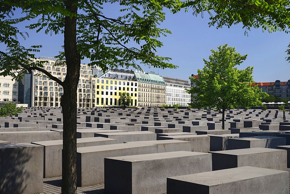 Germany, Berlin, General view of The Memorial to the Murdered Jews of Europe more commonly known as the Holocaust Memorial.