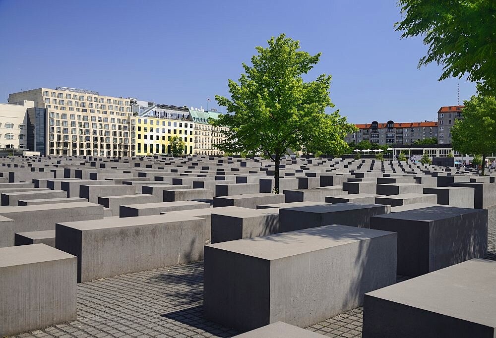 Germany, Berlin, General view of The Memorial to the Murdered Jews of Europe more commonly known as the Holocaust Memorial.