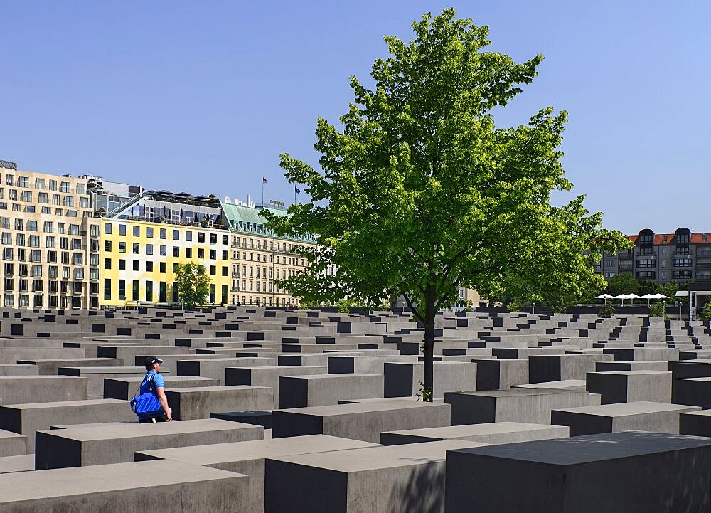 Germany, Berlin, General view of The Memorial to the Murdered Jews of Europe more commonly known as the Holocaust Memorial.