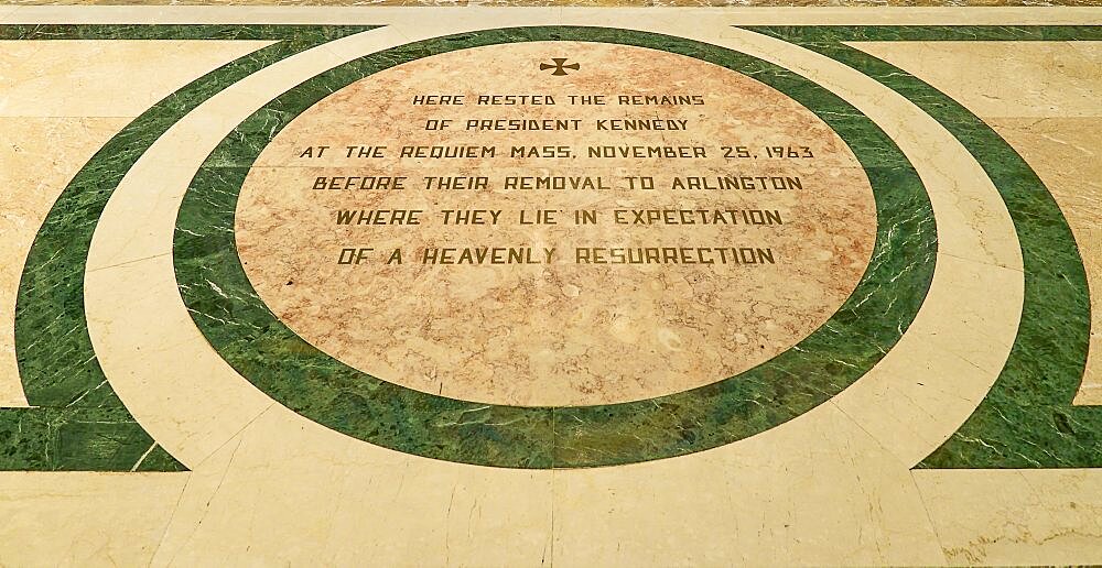 USA, Washington DC, National Mall, Cathedral of St Matthew the Apostle, Memorial to JFK's lying in state here.