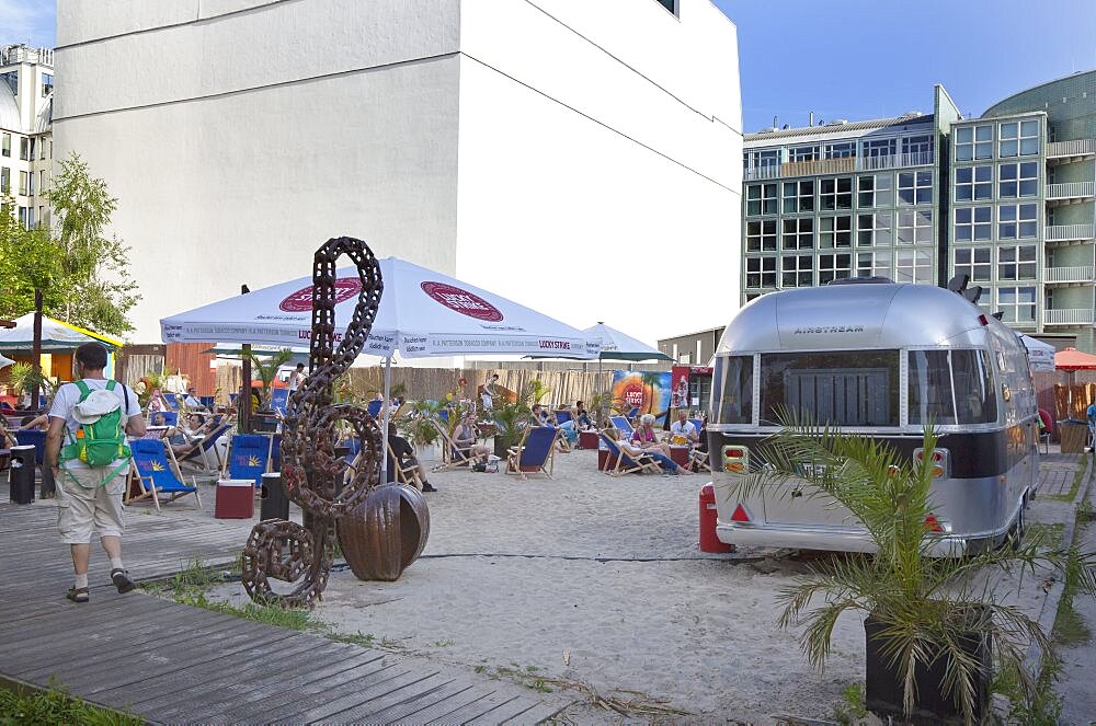 Germany, Berlin, Mitte, Charlies Beach Bar on Friedrichstrasse next to Checkpoint Charlie.