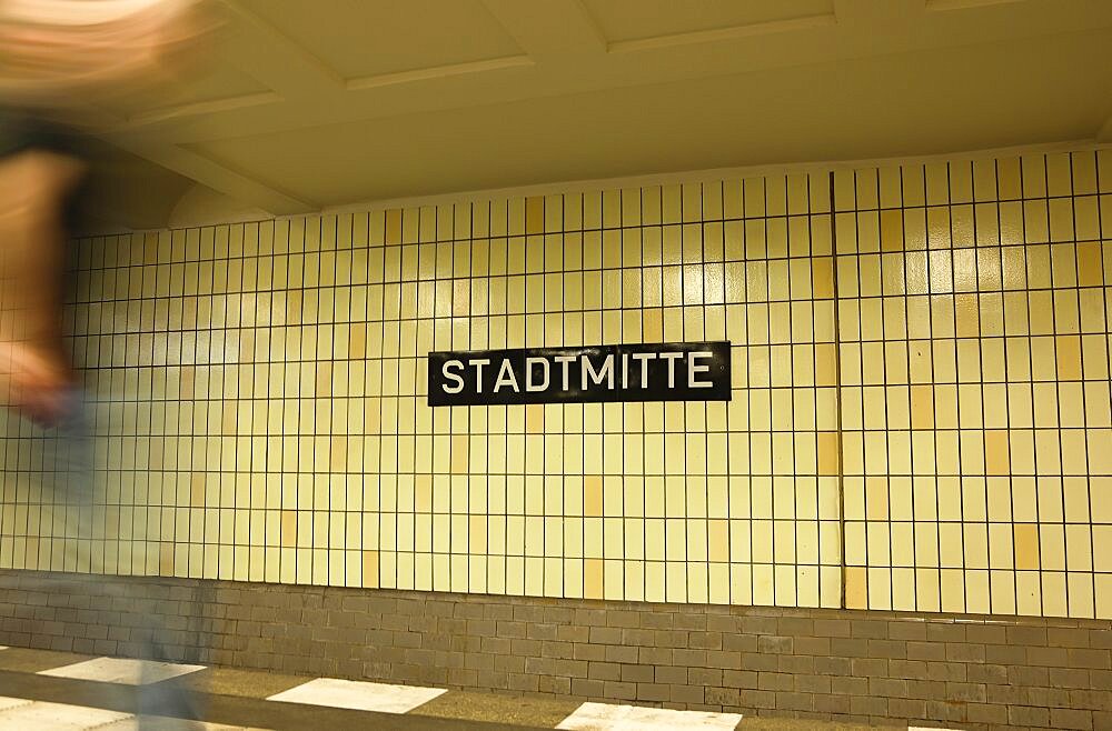 Germany, Berlin, Mitte, Stadmitte underground station platform.