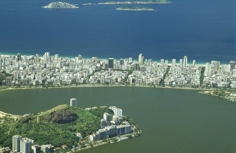 BRAZIL  Rio de Janeiro Aerial view over Ipanema and Leblon from the Corcovado mountain