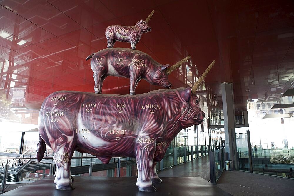 Spain, Madrid, 'Wheat & Steak' sculpture by Miralda in the Reina Sofia Museum.