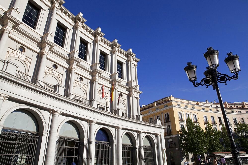 Spain, Madrid, The rear of the Teatro Real Opera House in the Plaza de Oriente.