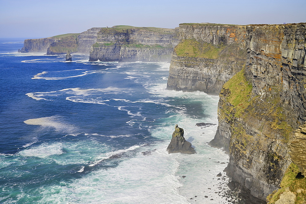 Ireland, County Clare, Cliffs of Moher from the south on the Cliffs of Moher Coastal Walk.