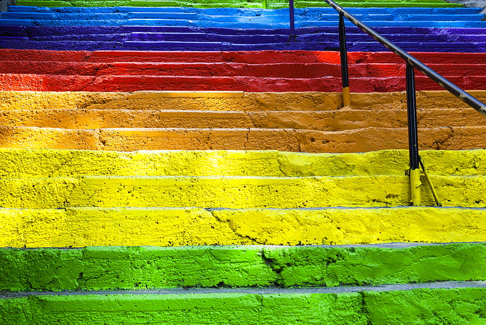 Turkey, Istanbul, Colourful painted steps, Karakoy region.