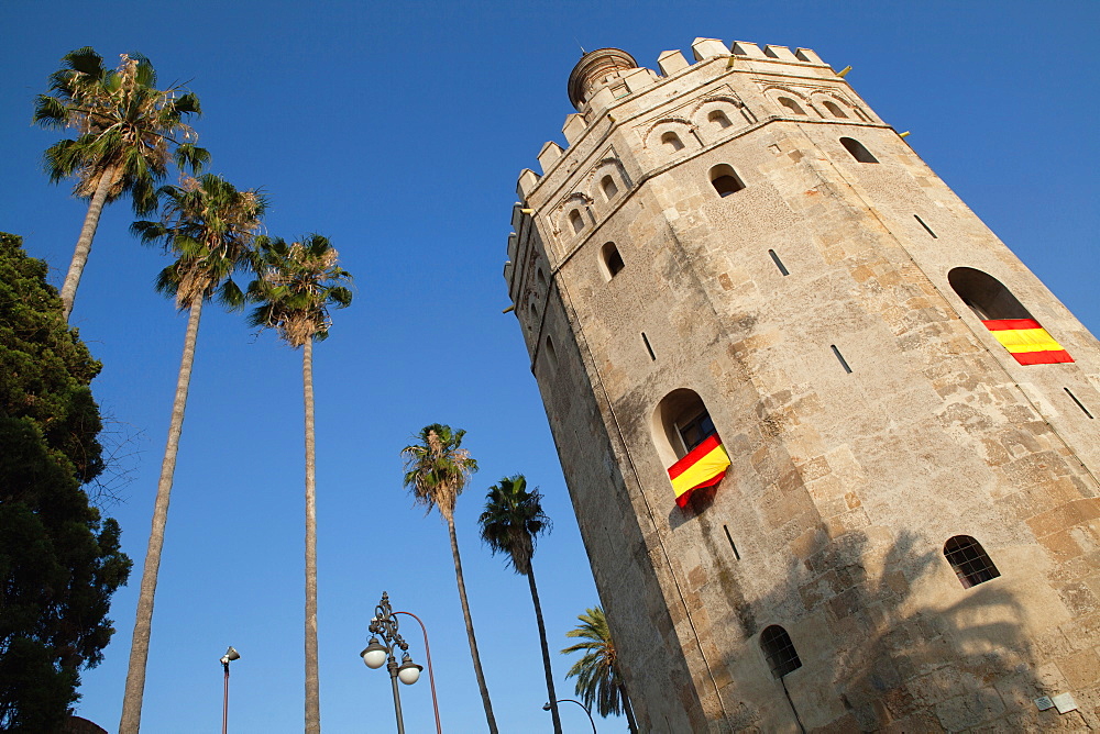 Spain, Andalucia, Seville, Torre del Oro and Navy Museum.