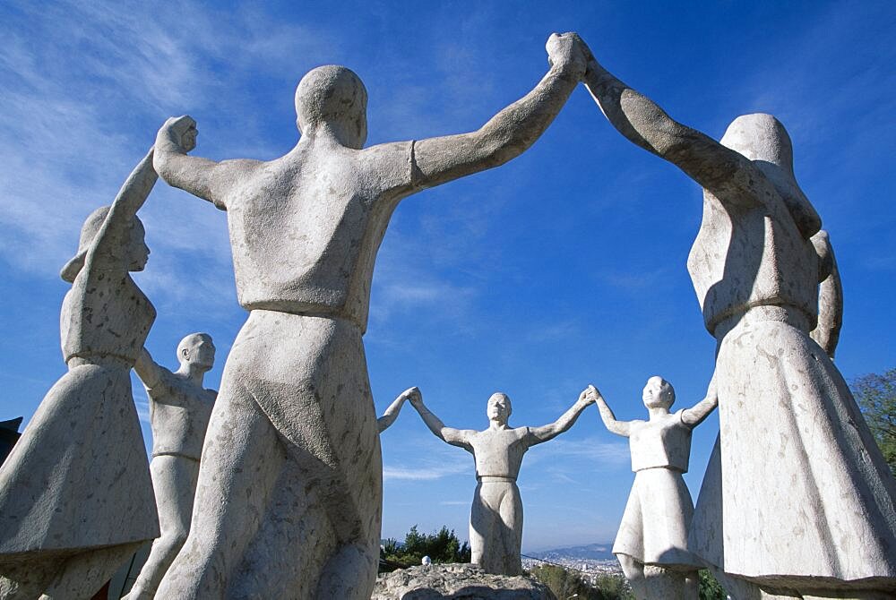 SPAIN Catalonia Barcelona Cropped view of monument to Sardana Dance.